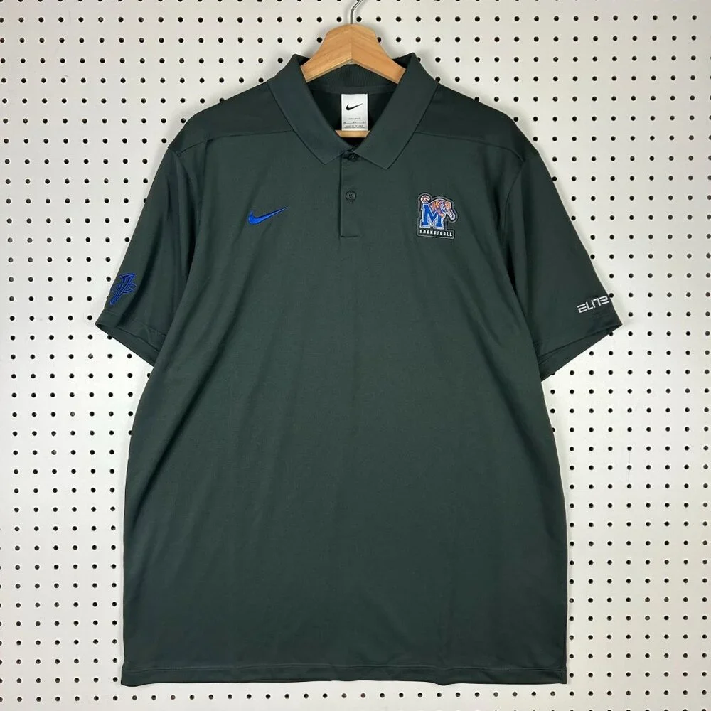 Nike 1 Cent Memphis Tigers Polo XL Gray Dri Fit NWT Basketball Team Issued Penny